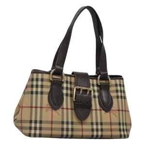 BURBERRY Nova Check Tote Bag PVC Beige Auth 116429